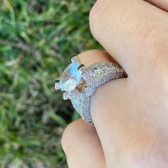 New 925 Silver Wedding Ring Sapphire Size 6-10 - Picture 5 of 11